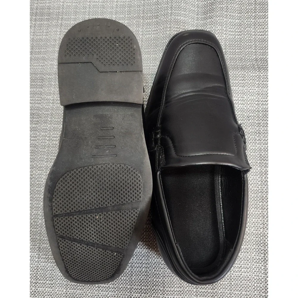 Perry Ellis Kids Size 2 Black Sammy Slip On Black Loafers Dress Shoes